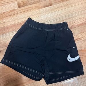 Nike Black Shorts with White Swoosh Tag and White Stitching